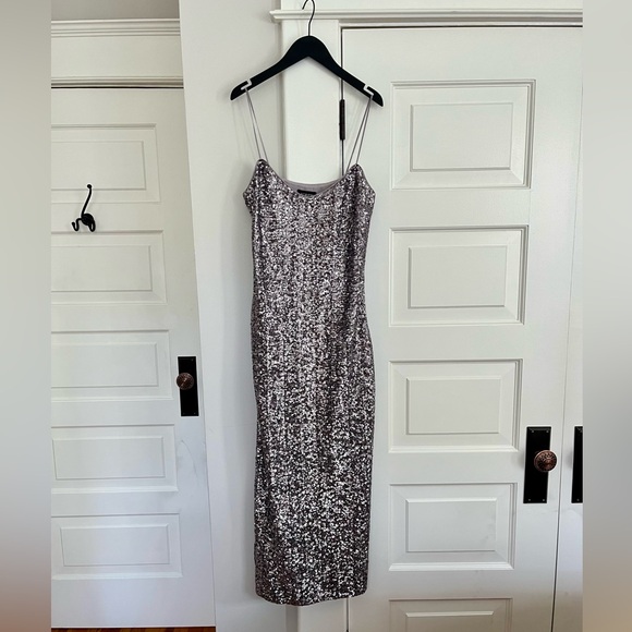 NWT J Crew Collection Silver Sequin Slip Dress - Picture 2 of 8